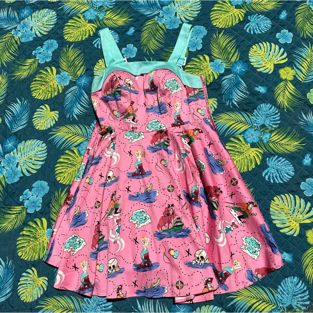 Pinup Couture Pinup Girl Clothing Golightly Mermaid Print Dress, XL, Altered